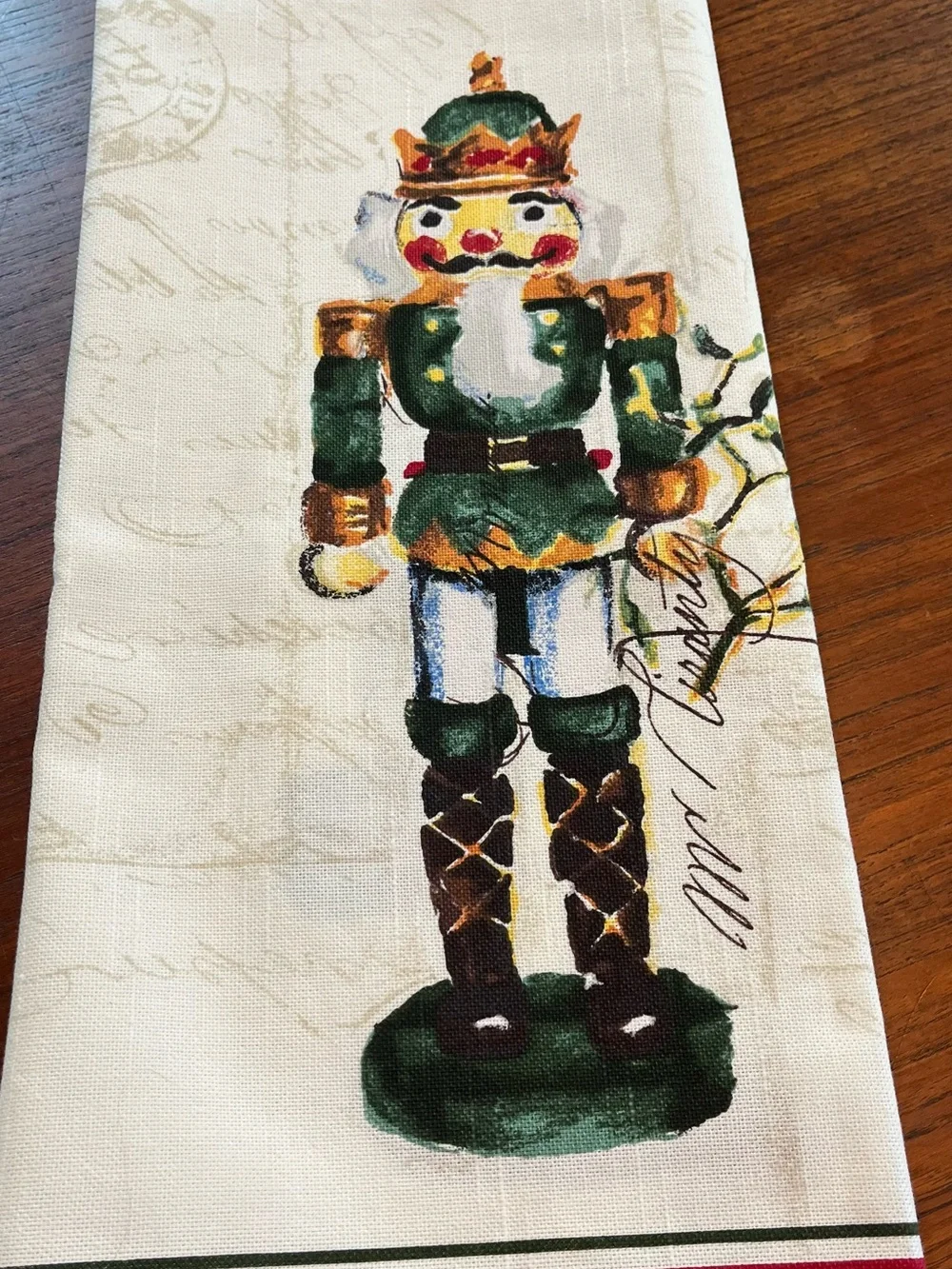 Williams Sonoma Nutcracker Tea Towel Green & Red